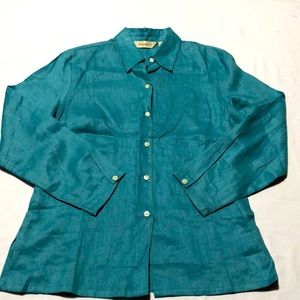 Eddie Bauer linen blouse Button down shirt # D